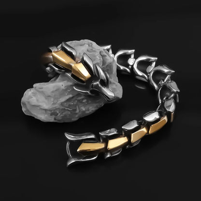Vintage Silver Ethnic Dragon Cuff Bracelet – Bold Men’s Motorcycle & Street Style Jewelry