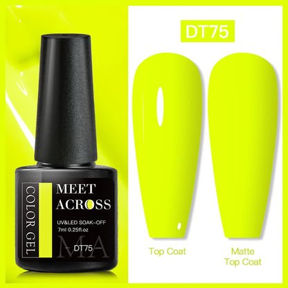 MEET ACROSS Neon Fluorescent UV Gel Nail Polish – 7ml Summer Bright Semi-Permanent Varnish for Bold Nail Art
