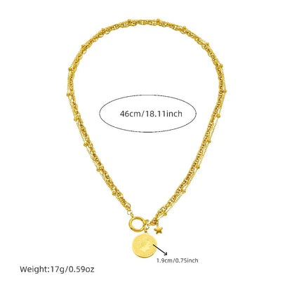DIEYURO™ Golden Star Portrait Coin Jewelry Set – Necklace, Earrings & Bracelet