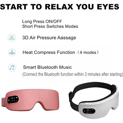 LuxRelief™ 4D Smart Eye Massager – Hot Compress, Vibration, Bluetooth Music & Airbag Therapy