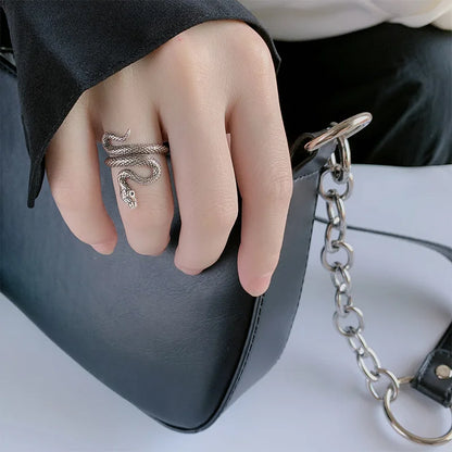 SilverSerpent™ Adjustable Snake Ring – 925 Sterling Luxury Jewelry
