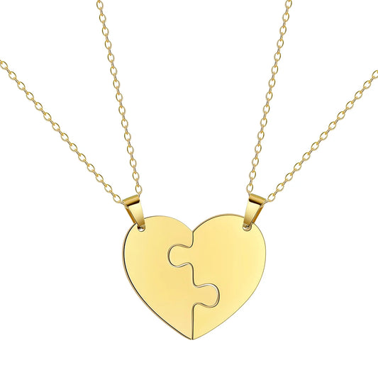 Dreamtimes Love Heart Puzzle Pendant Necklace 2/3/4/5/6 Pieces Stainless Steel Women Men Jewelry Lover Family Friends Gifts