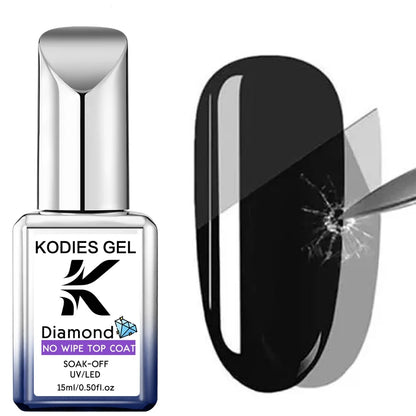 KODIES GEL Super Shine Diamond Top Coat – No-Wipe UV/LED Gel Sealer for Salon-Quality Finish | Long-Lasting Gloss Gel Polish