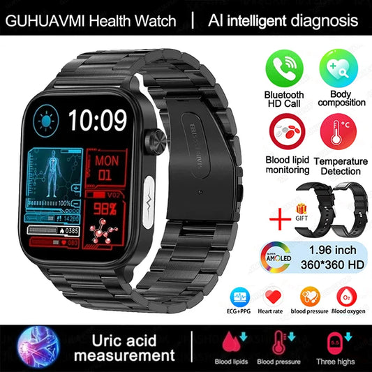 2025 VitalCare™ ECG+PPG Smartwatch – Advanced Blood Pressure, Lipid, Uric Acid & Menstrual Health Tracker for Women