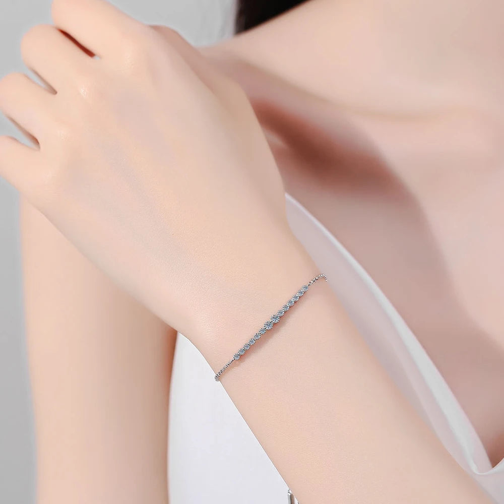 KNOBSPIN D VVS1 Moissanite Bracelet – 0.24ct Lab Diamond S925 Sterling Silver, 18K Gold Plated