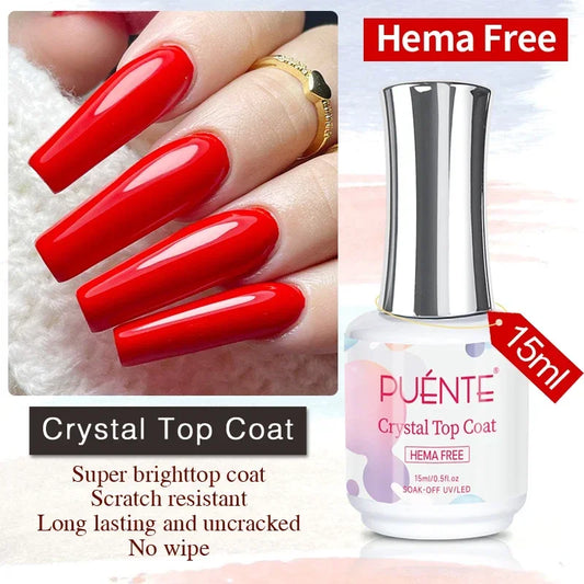 15ML HEMA-Free Base & Top Coat Set – Crystal Glossy & Velvet Matte Finish for Sensitive Nails | Soak-Off UV/LED Gel Varnish