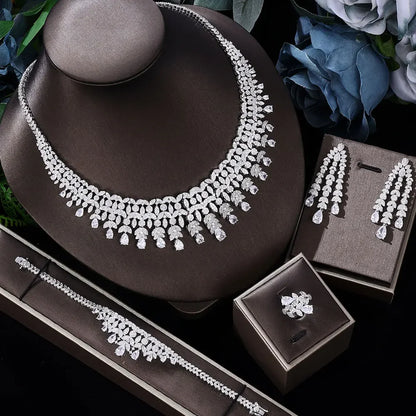 2025 Bestseller: 4-Piece Cubic Zirconia Bridal Wedding Jewelry Set – Timeless Elegance for the Modern Bride