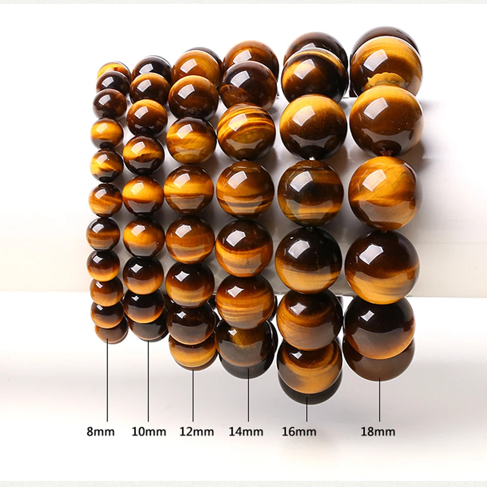 Natural 5A Tiger’s Eye Stone Bracelet – Unisex Energy Beaded Bracelet for Strength, Focus & Style