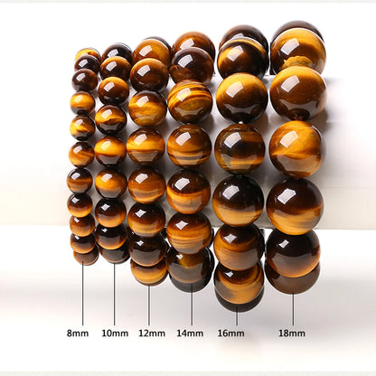 Natural 5A Tiger’s Eye Stone Bracelet – Unisex Energy Beaded Bracelet for Strength, Focus & Style