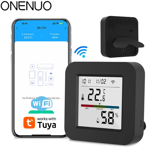 SmartIR Sense™ — Tuya Universal Remote with Temp & Humidity Sensor (Alexa/Google Compatible)