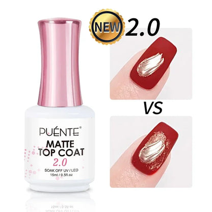 15ML HEMA-Free Base & Top Coat Set – Crystal Glossy & Velvet Matte Finish for Sensitive Nails | Soak-Off UV/LED Gel Varnish