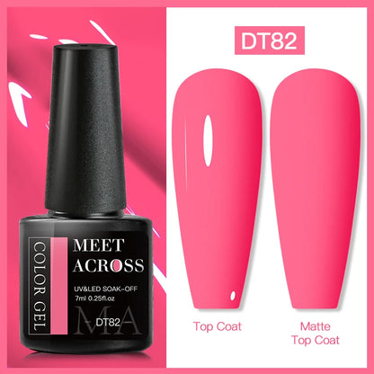 MEET ACROSS Neon Fluorescent UV Gel Nail Polish – 7ml Summer Bright Semi-Permanent Varnish for Bold Nail Art