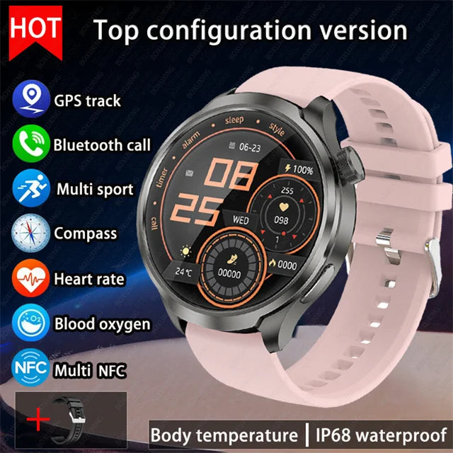 1.85" AMOLED GPS Smartwatch for Men – Outdoor Waterproof Sports Watch with NFC, Bluetooth Calls & Health Tracking