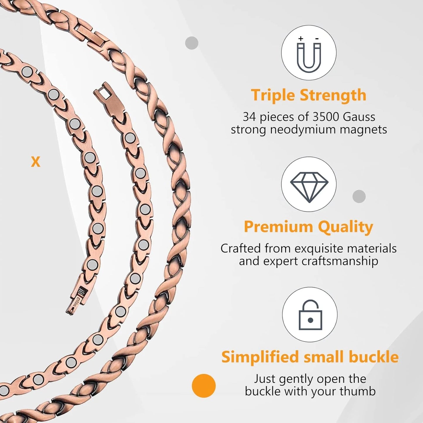 ARADOO Magnetic Copper Necklace – Stylish Pain Relief & Wellness Jewelry for Men & Women