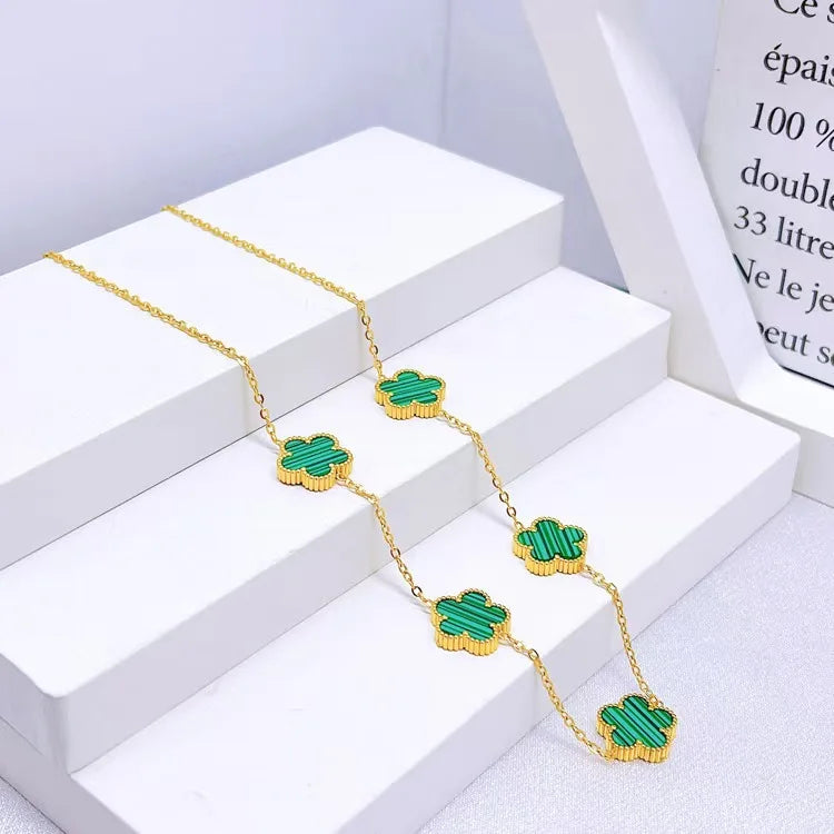 BloomFlip™ Reversible 5-Petal Flower Jewelry Set – Stainless Steel Necklace, Bracelet & Earrings (2-in-1 Wear)