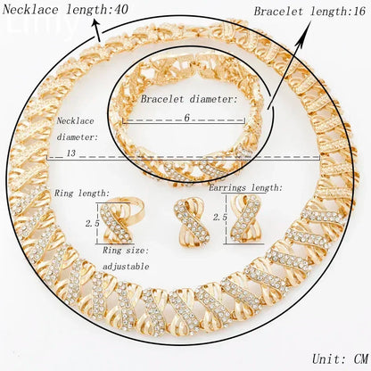 Dubai Royal Elegance: 18K Gold Plated African Bridal Jewelry Set – Choker, Earrings & Ring