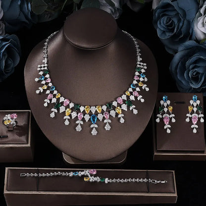2025 Bestseller: 4-Piece Cubic Zirconia Bridal Wedding Jewelry Set – Timeless Elegance for the Modern Bride