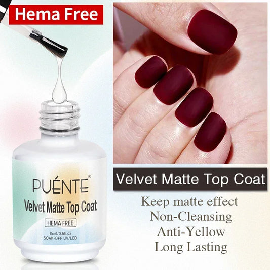 15ML HEMA-Free Base & Top Coat Set – Crystal Glossy & Velvet Matte Finish for Sensitive Nails | Soak-Off UV/LED Gel Varnish