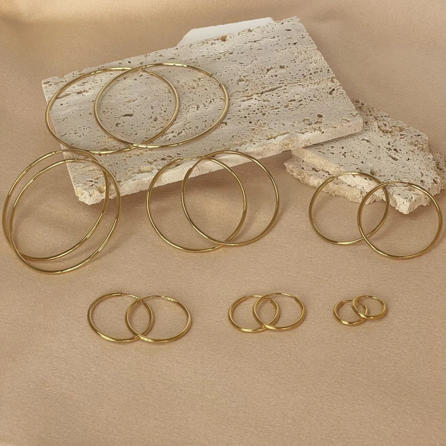 Bold Elegance: 12–70mm Stainless Steel Minimalist Gold Hoop Earrings for Women