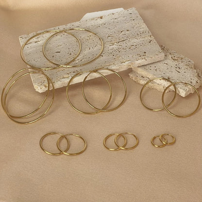 Bold Elegance: 12–70mm Stainless Steel Minimalist Gold Hoop Earrings for Women