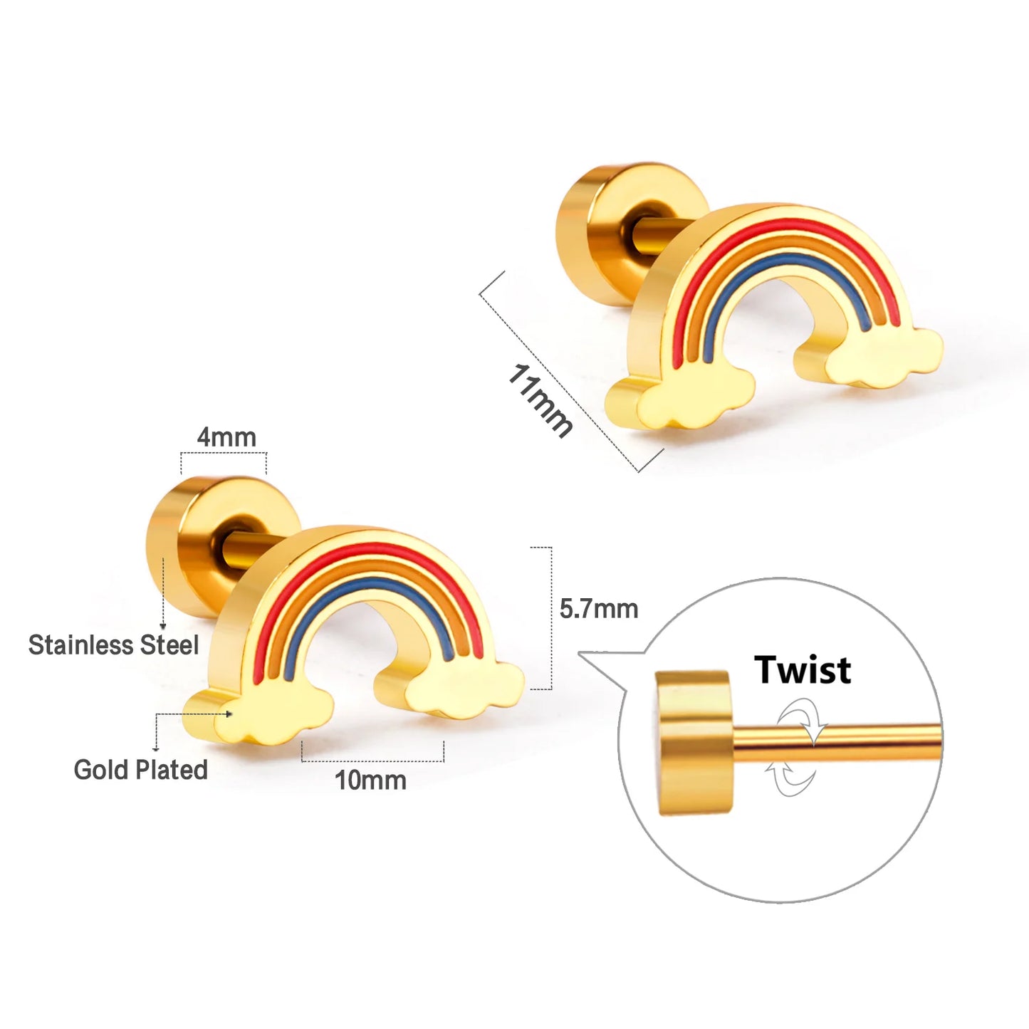 LUXUSTEEL Mini Cute Stud Earrings – Stainless Steel Heart, Butterfly, Rabbit Designs for Women & Girls | Helix & Cartilage Piercing Jewelry