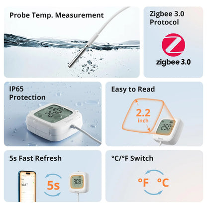 AquaSense™ Zigbee Smart Thermometer with LCD Display