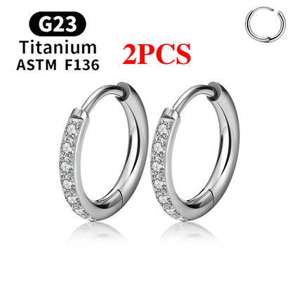 2–20PCS G23 Titanium Hoop Earrings – Hypoallergenic CZ Hinged Nose & Ear Rings for Tragus, Helix, Cartilage & Daith Piercings