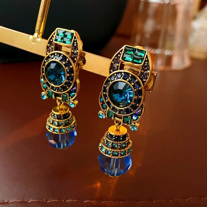 Bluey Rhinestone Crystal Clip Earrings – Medieval Vintage Sparkle Charms for Women