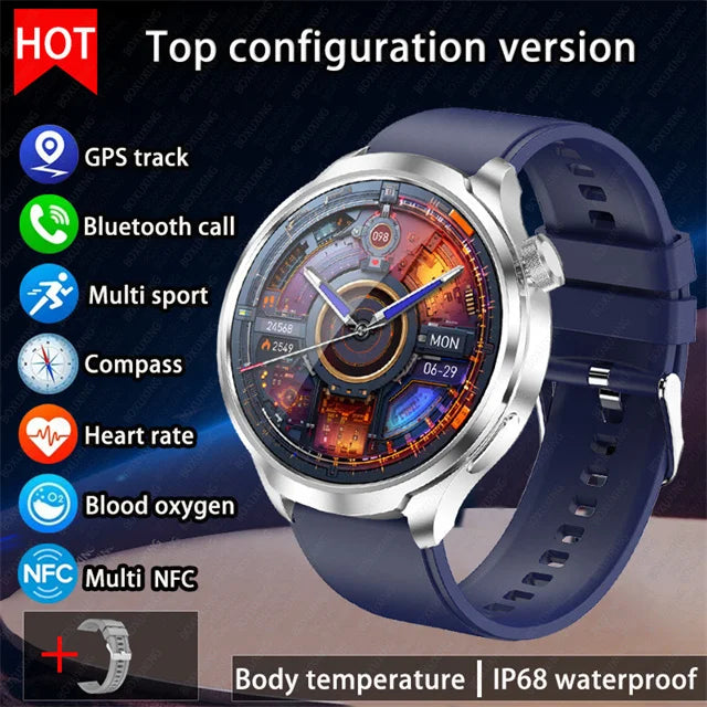 1.85" AMOLED GPS Smartwatch for Men – Outdoor Waterproof Sports Watch with NFC, Bluetooth Calls & Health Tracking