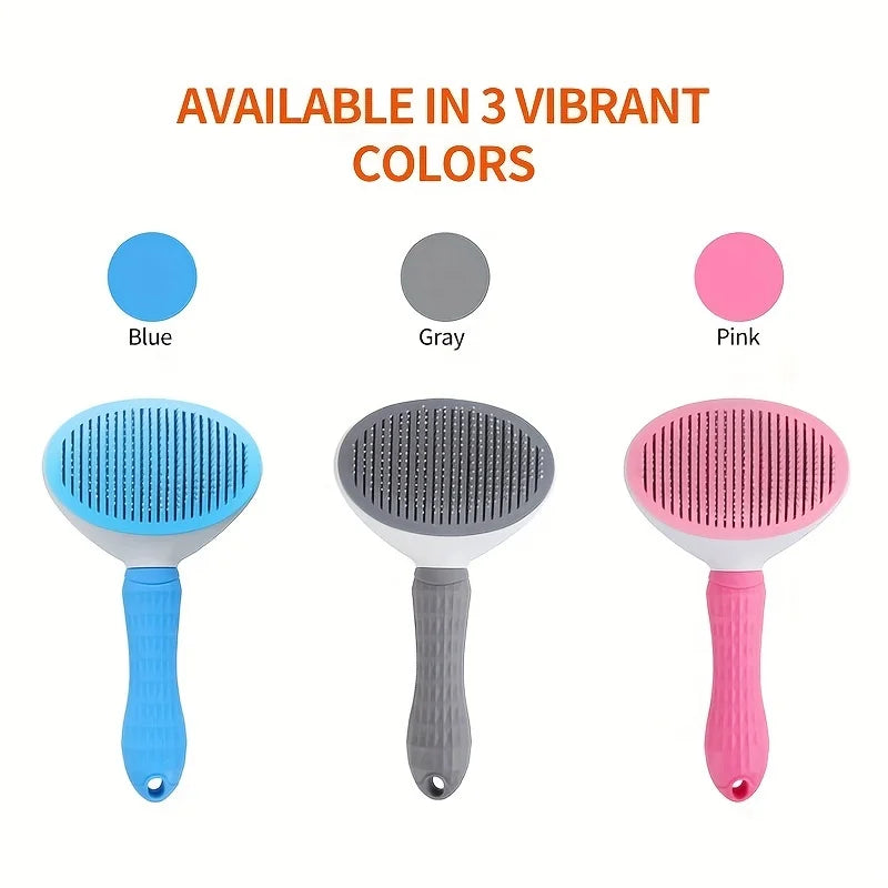 One-Click Pet Hair Removal Comb – Effortless Grooming for Dogs & Cats | Self-Cleaning Slicker Brush