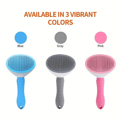 One-Click Pet Hair Removal Comb – Effortless Grooming for Dogs & Cats | Self-Cleaning Slicker Brush