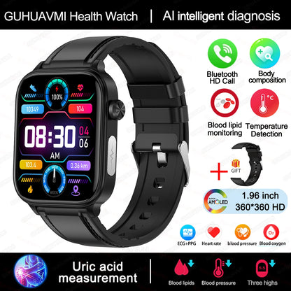 2025 VitalCare™ ECG+PPG Smartwatch – Advanced Blood Pressure, Lipid, Uric Acid & Menstrual Health Tracker for Women