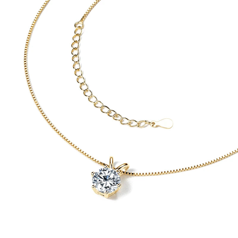 Classic Moissanite Pendant Necklace | 0.5CT–5CT | GRA Certified | 925 Sterling Silver