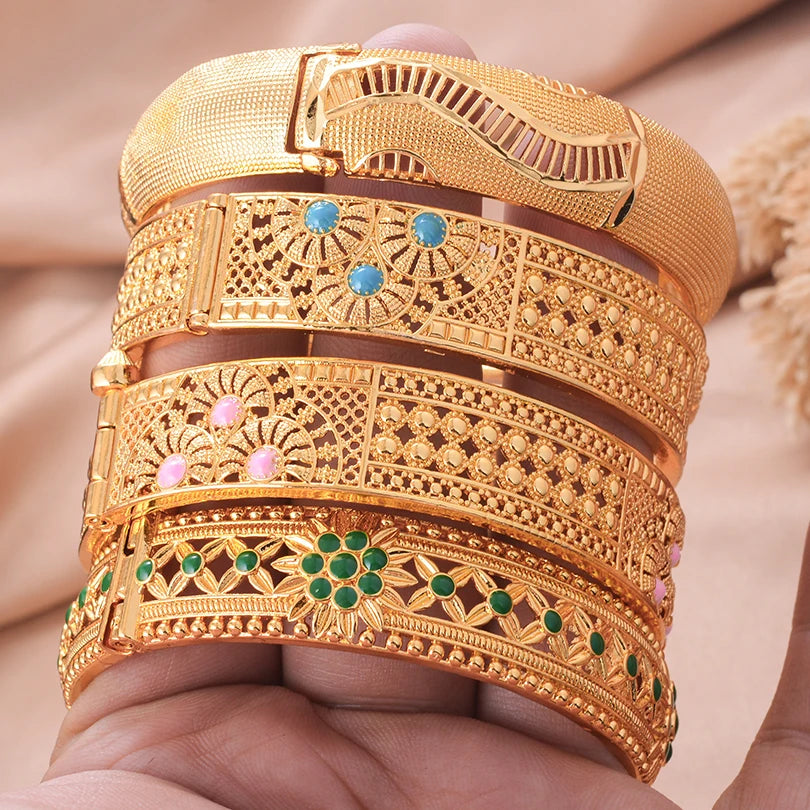 Ethiopian Gold Color Wedding Bangles – African & Middle Eastern Bridal Jewelry for Women