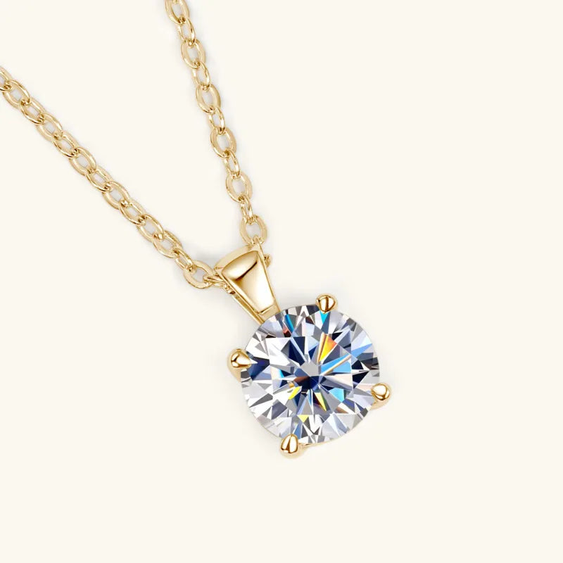 JoyceJelly™ 1ct Moissanite Pendant Necklace | Classic 4-Prong Luxury Fine Jewelry