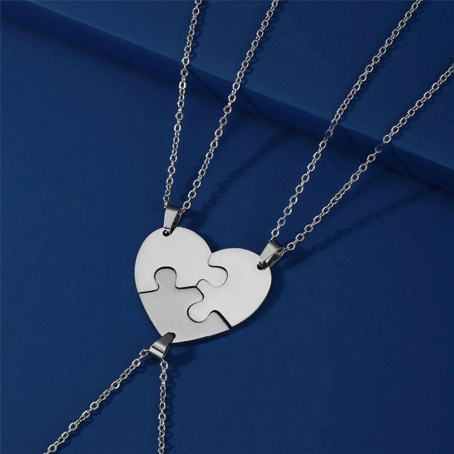 Dreamtimes Love Heart Puzzle Pendant Necklace 2/3/4/5/6 Pieces Stainless Steel Women Men Jewelry Lover Family Friends Gifts