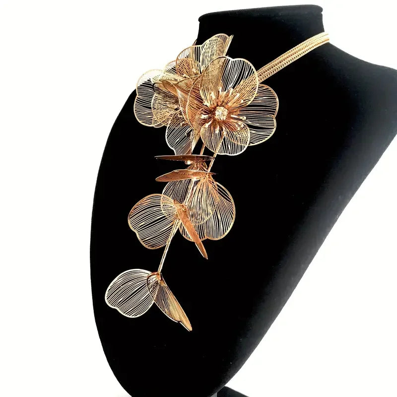 Best Lady™ 3-Piece Vintage Floral Rhinestone Jewelry Set – Handmade Party Statement Necklace, Earrings & Ring