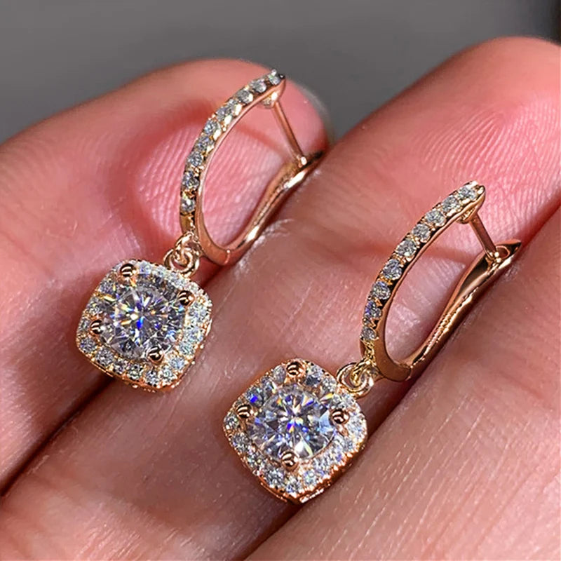 Huitan Trendy Square Drop Earrings – Elegant Bridal & Wedding Dangle Jewelry for Women