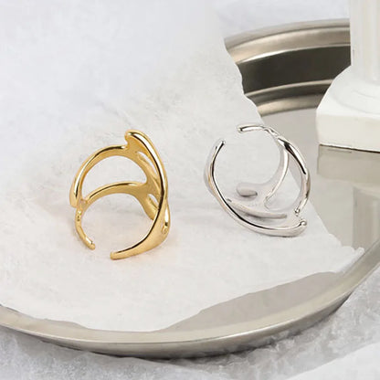 MeltWave™ Y2K Pleated Gold Open Ring – Liquid Metal Punk Fashion