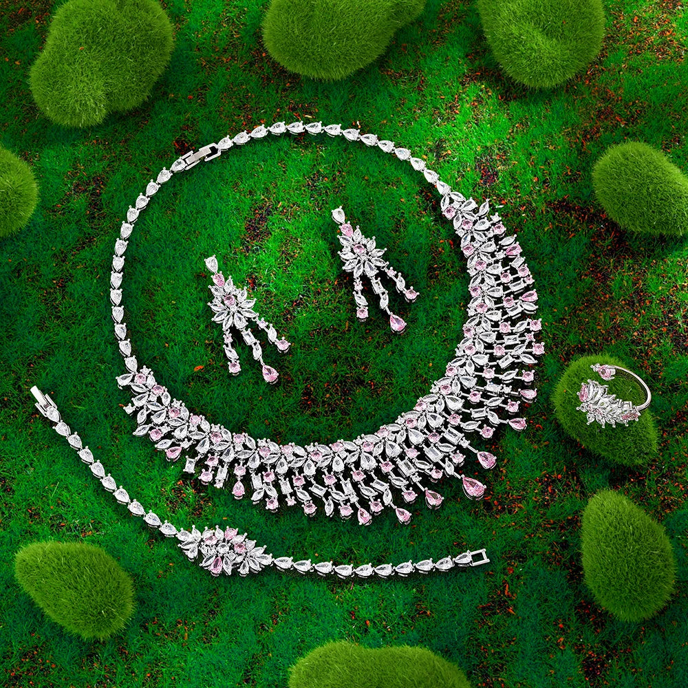2025 Bestseller: 4-Piece Cubic Zirconia Bridal Wedding Jewelry Set – Timeless Elegance for the Modern Bride