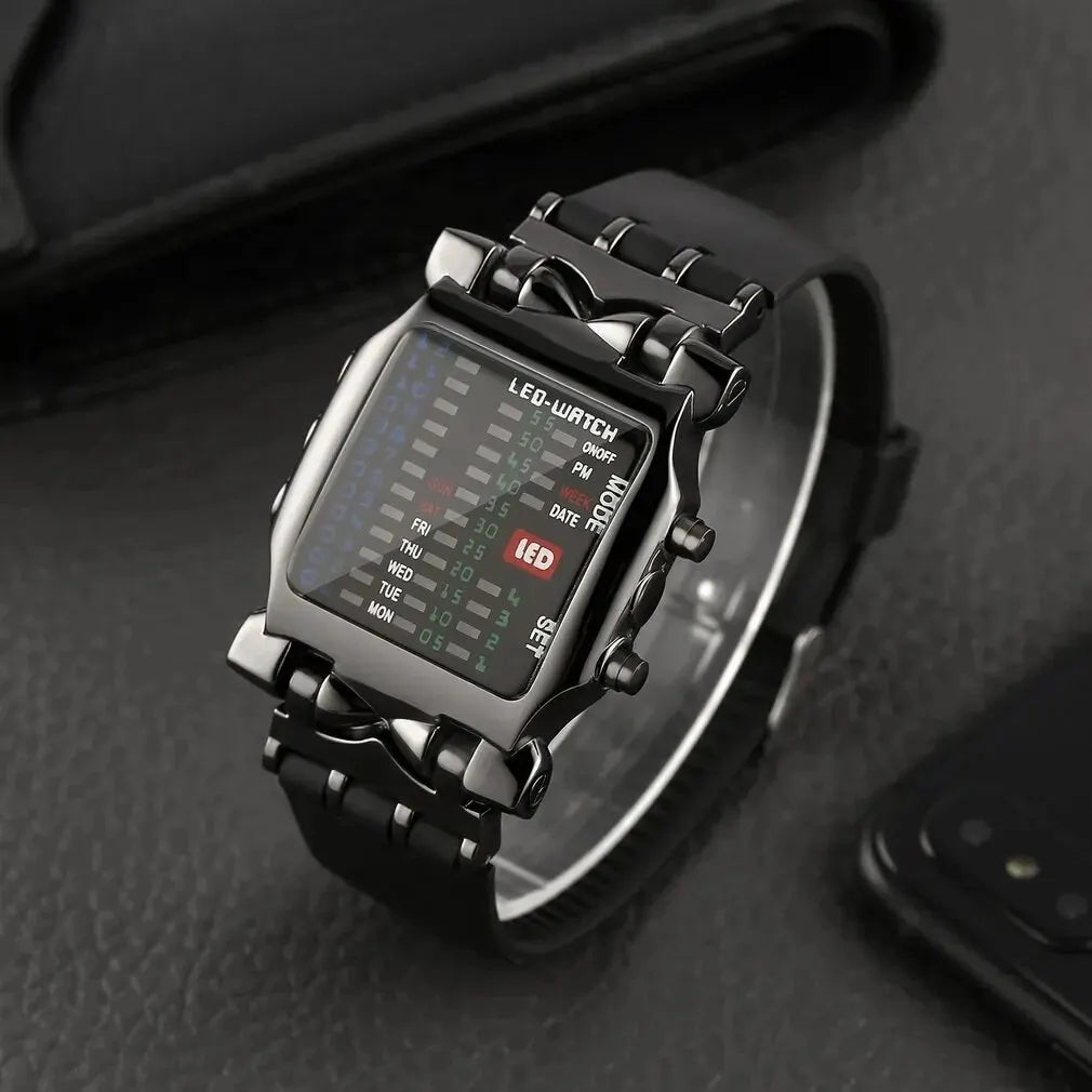 NeoTime™ Binary LED Watch – Futuristic Waterproof Timepiece