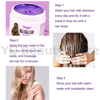 KeratiLux™ 5-Second Purple Repair Hair Mask – Deep Collagen Nourishment for Damaged & Frizzy Hair (200ml)