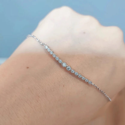KNOBSPIN D VVS1 Moissanite Bracelet – 0.24ct Lab Diamond S925 Sterling Silver, 18K Gold Plated