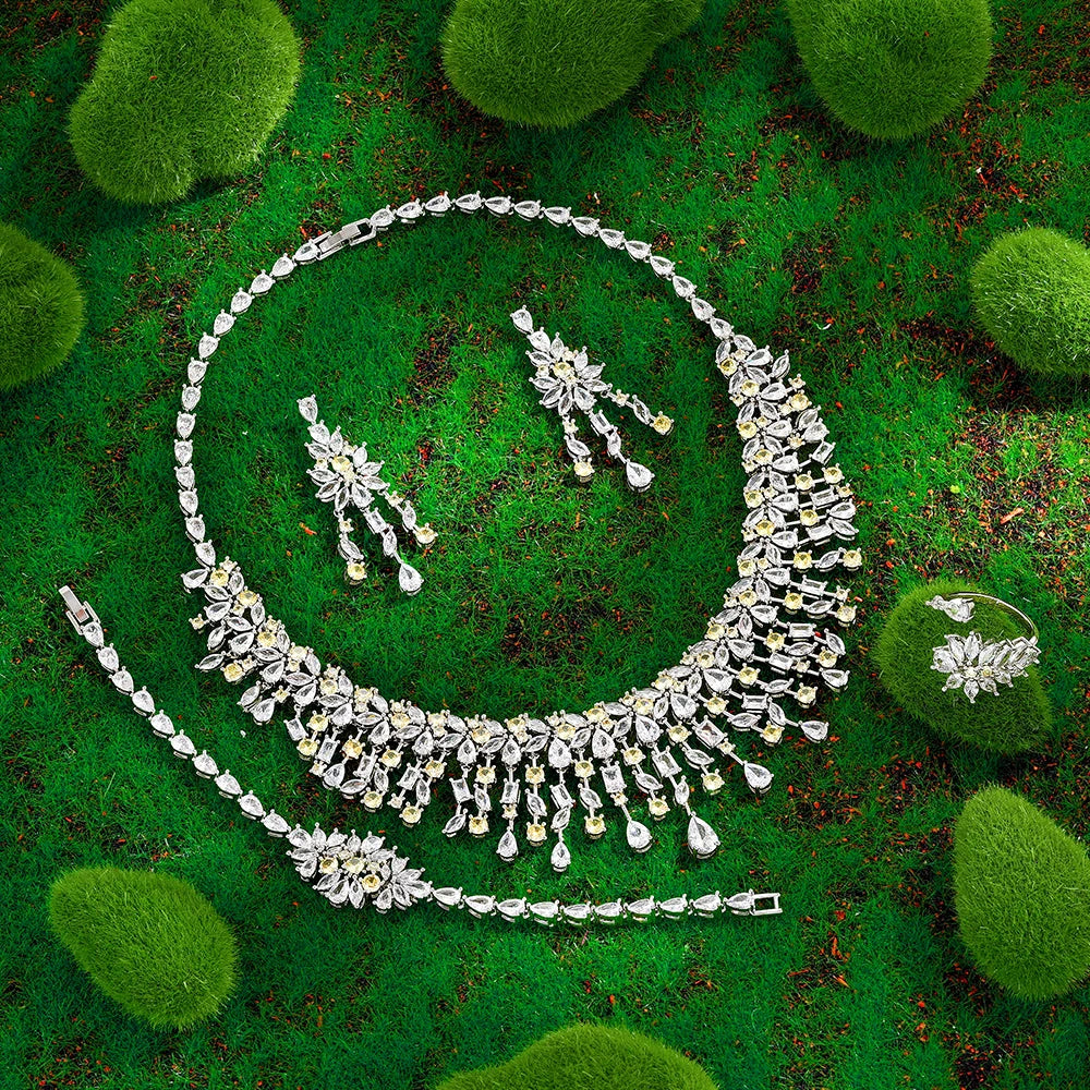 2025 Bestseller: 4-Piece Cubic Zirconia Bridal Wedding Jewelry Set – Timeless Elegance for the Modern Bride