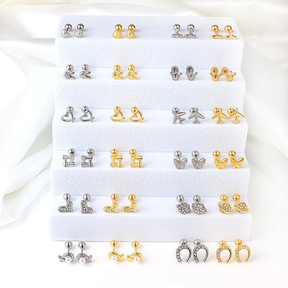 LUXUSTEEL Mini Cute Stud Earrings – Stainless Steel Heart, Butterfly, Rabbit Designs for Women & Girls | Helix & Cartilage Piercing Jewelry