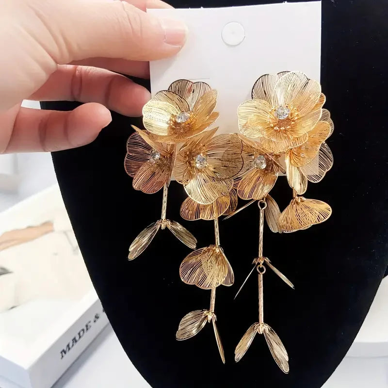 Best Lady™ 3-Piece Vintage Floral Rhinestone Jewelry Set – Handmade Party Statement Necklace, Earrings & Ring