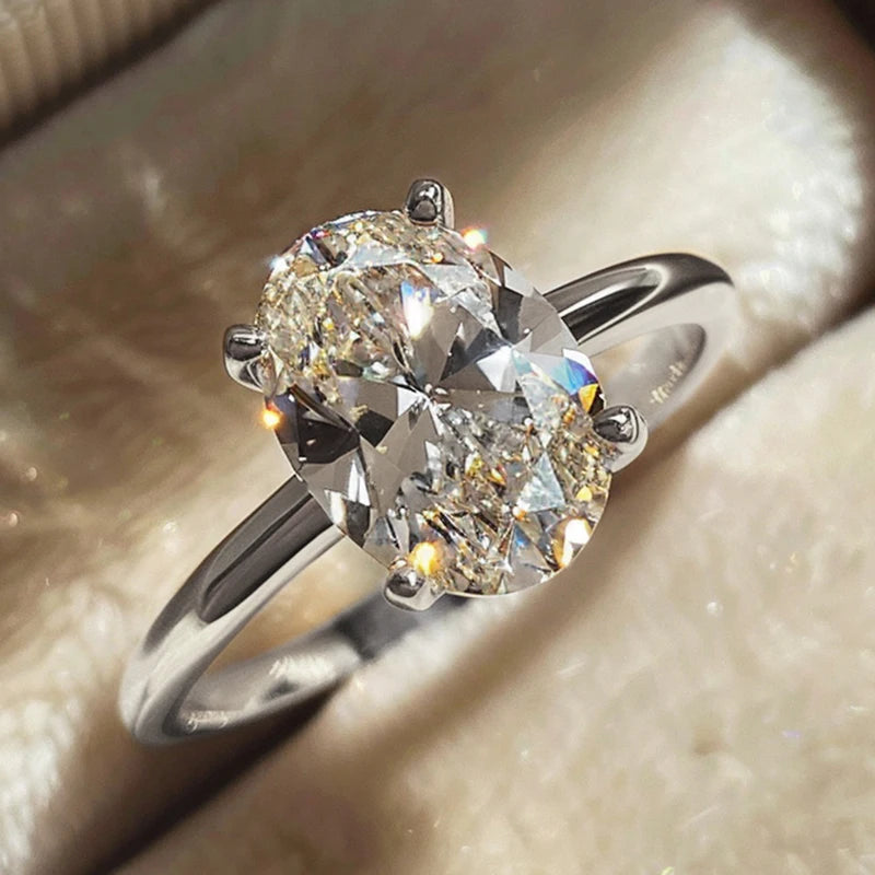 ZircoShine™ 925 Sterling Silver Oval-Cut Zircon Ring – 1–8CT Sparkling Engagement & Wedding Band | Luxury Fine Jewelry for Women