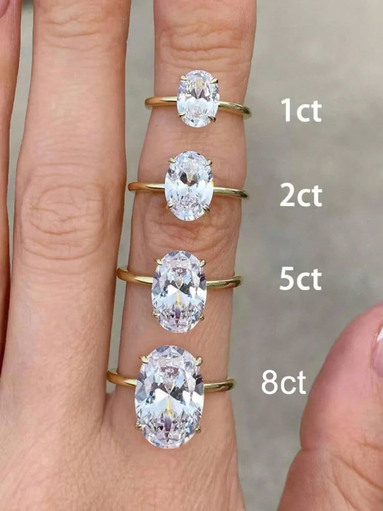 ZirconiaLux™ 925 Sterling Silver Oval-Cut Zircon Ring – 1–8CT Sparkling Engagement & Wedding Band | Luxury Fine Jewelry for Women