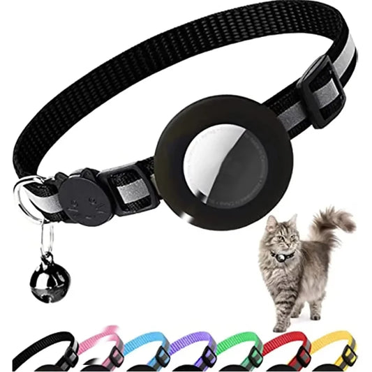 Reflective Breakaway Cat Collar with AirTag Holder & Bell – Safe, Stylish, and Smart Tracking