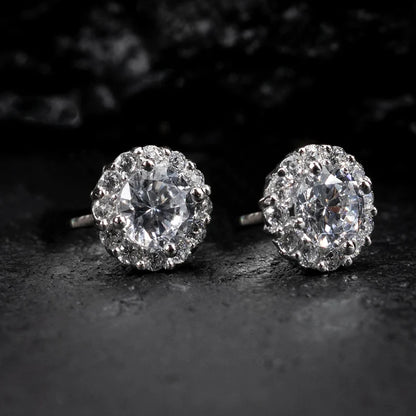 Huitan™ Cubic Zirconia Stud Earrings – Elegant Silver Tone Couple Set for Men & Women